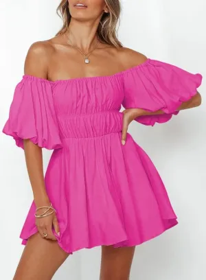 Pink Off Shoulder Summer Dress