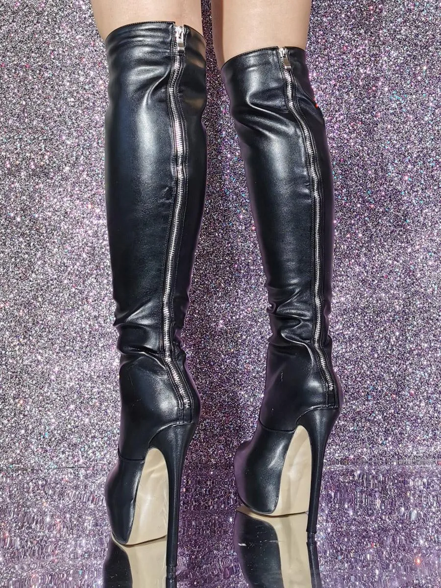 Platform Knee-High Heeled Boots