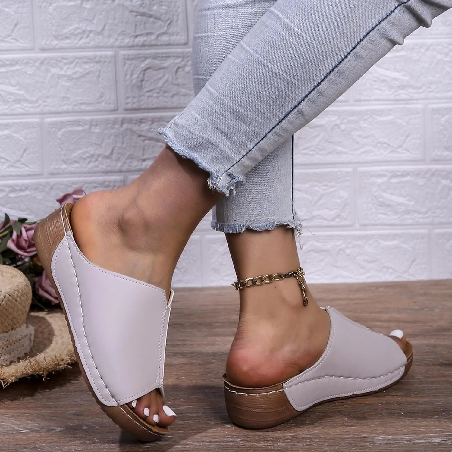 Platform Sandals Women Orthopedic Sandals Arch Support Summer Lightweight Sandals Wedge Slippers Damping Sole