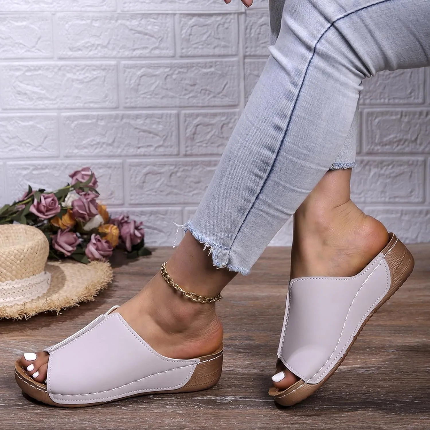 Platform Sandals Women Orthopedic Sandals Arch Support Summer Lightweight Sandals Wedge Slippers Damping Sole