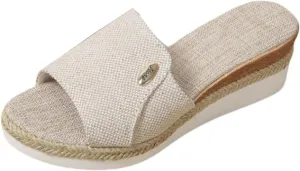 Platform Sandals Women Slip-on Espadrille Bohemia Wedge Sandals Comfort Dressy Summer Open Toe Canvas Slides Outdoor Walking Beach Vacation Espadrilles Slip On Slide Mules Casual Heels