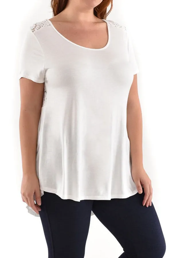 Plus Size Surplice Lace Back Top
