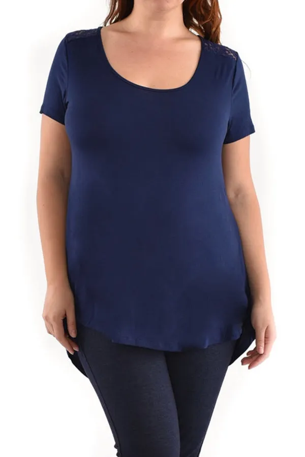 Plus Size Surplice Lace Back Top