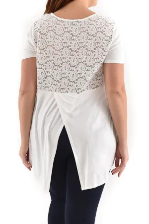 Plus Size Surplice Lace Back Top
