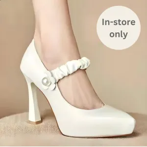 Pointy Toe Mary Jane Shoes Patent Leather Heel with Bow Wedding Party Dress Shoes