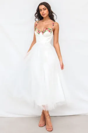 Polla Tulle Midi Dress - White
