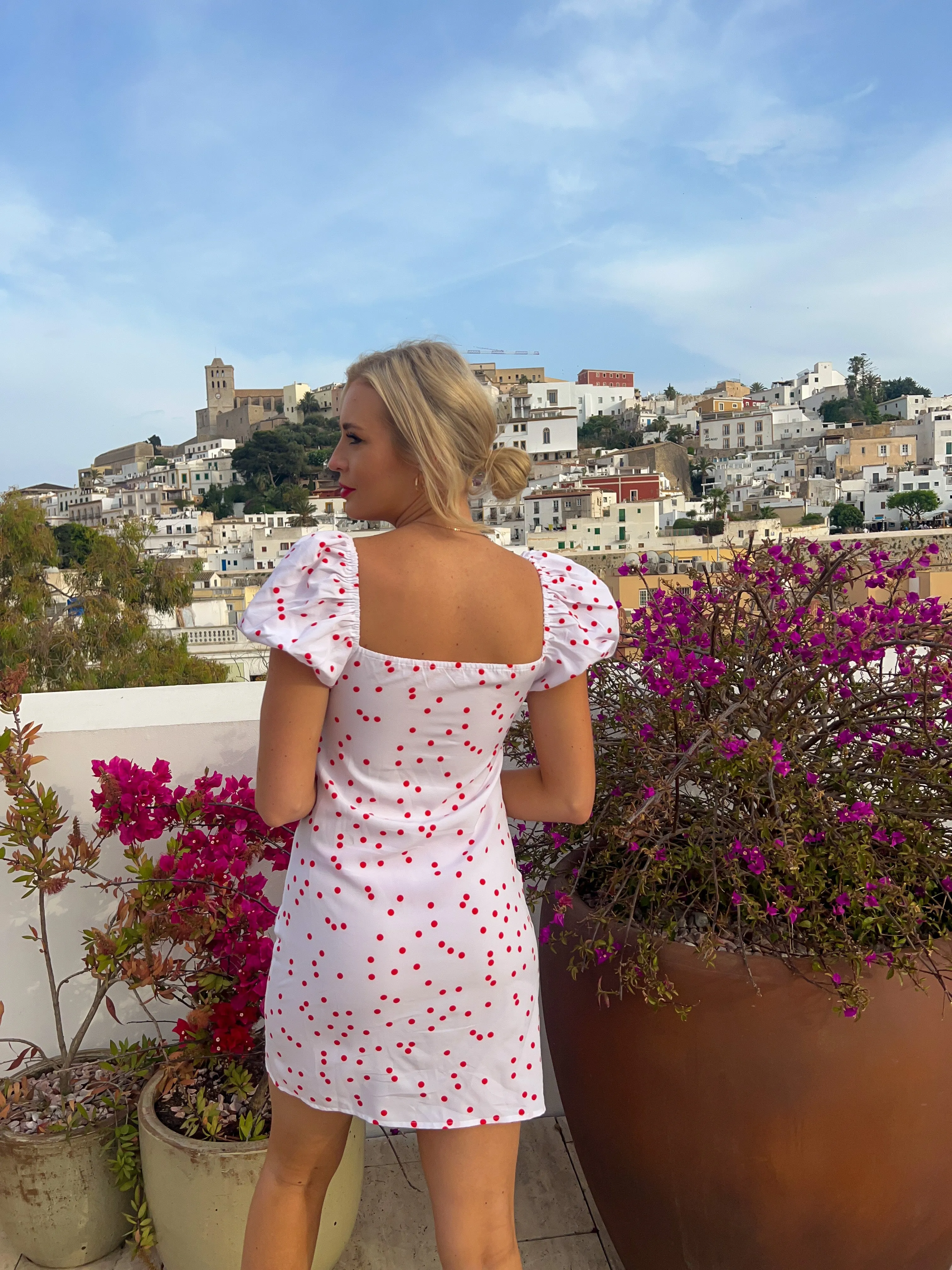 Positano dress white and red