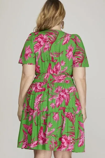 Printed Frill Tiered Dress