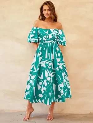 Printed Off-Shoulder Dress