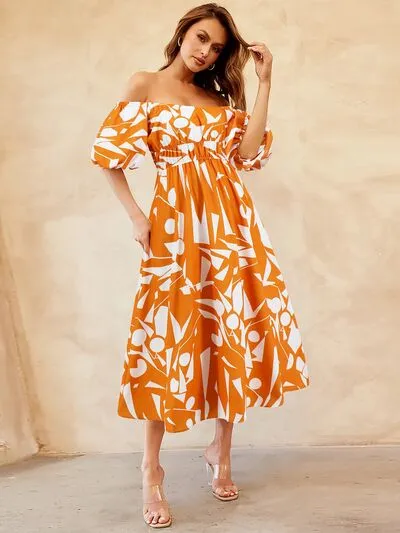 Printed Off-Shoulder Dress