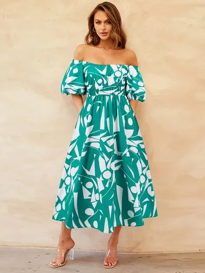 Printed Off-Shoulder Dress