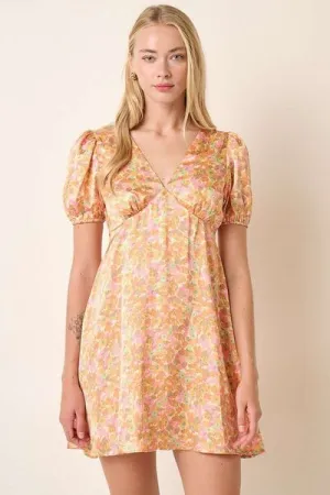 Printed Puff Sleeve Mini Dress