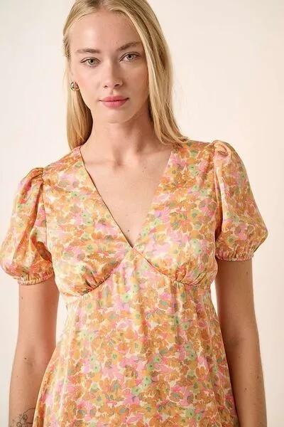 Printed Puff Sleeve Mini Dress