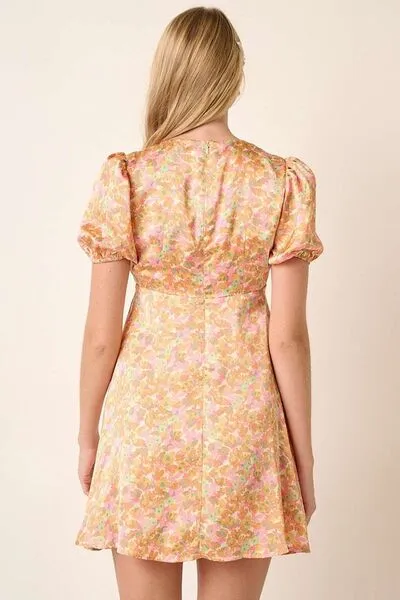 Printed Puff Sleeve Mini Dress