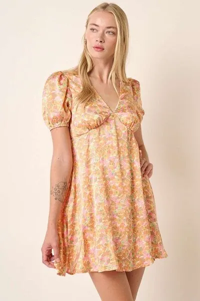 Printed Puff Sleeve Mini Dress