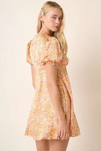 Printed Puff Sleeve Mini Dress