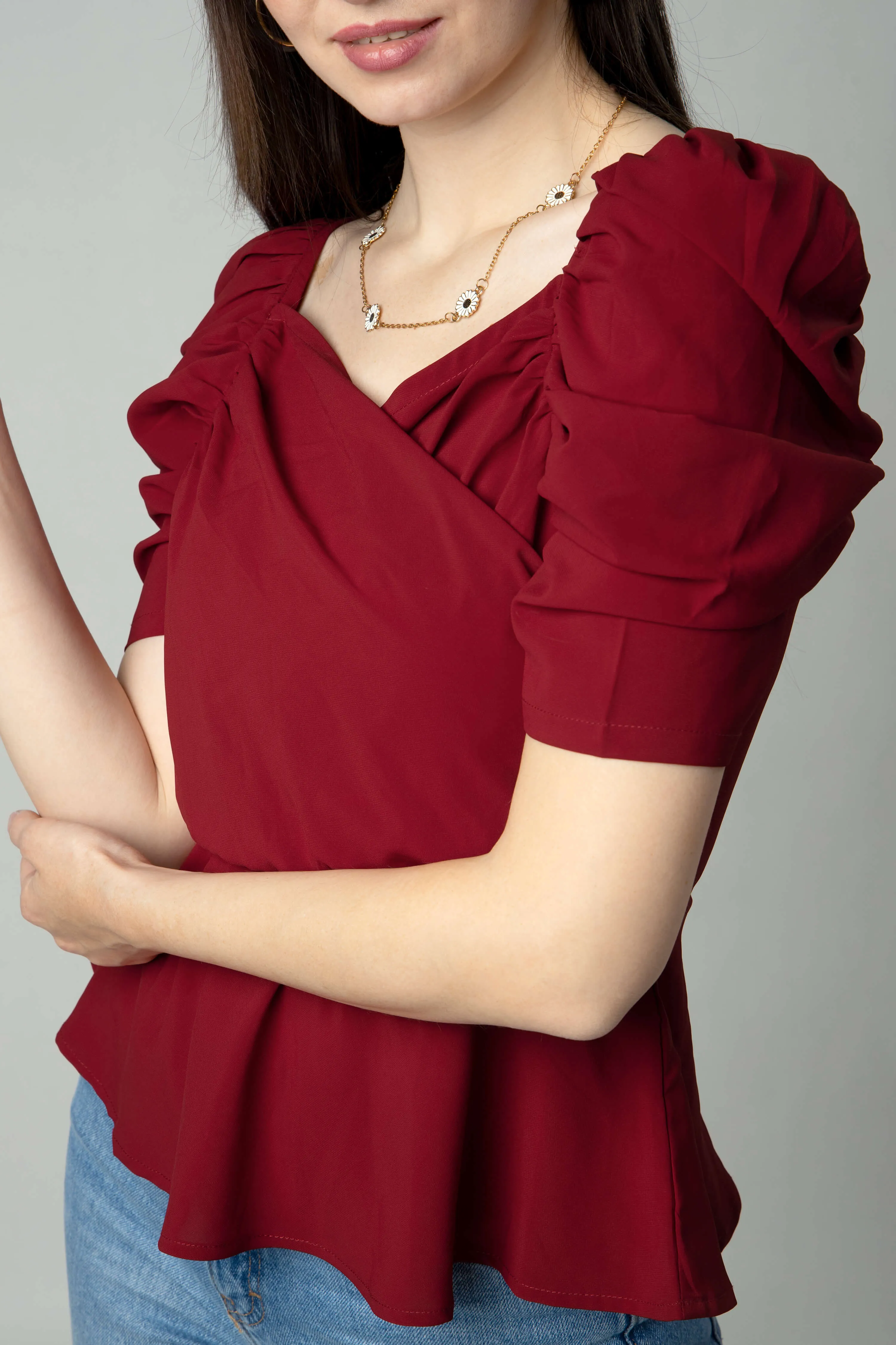 Puff Sleeve Sweetheart Neck Top