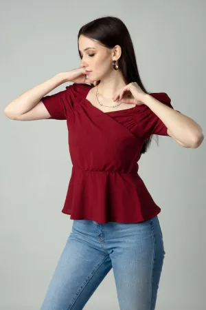Puff Sleeve Sweetheart Neck Top