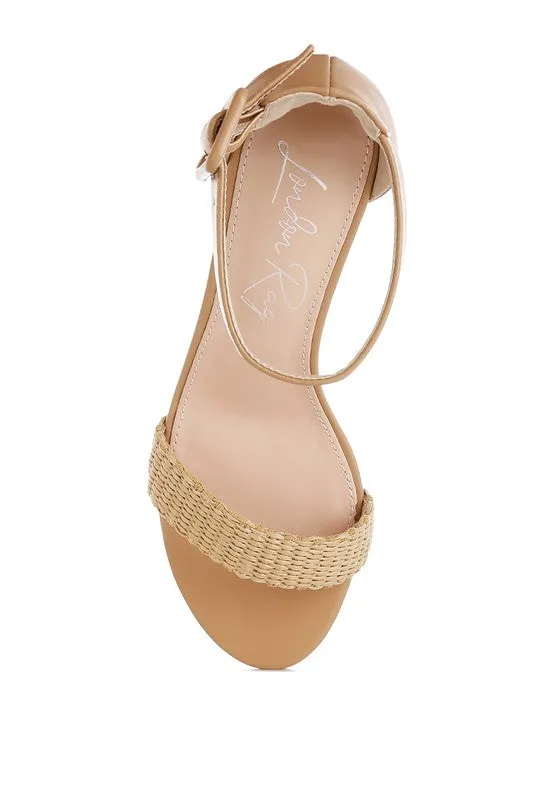 Raffia Kitten Heel Sandals