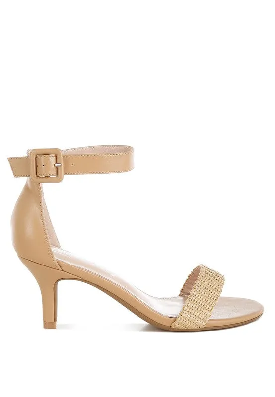 Raffia Kitten Heel Sandals
