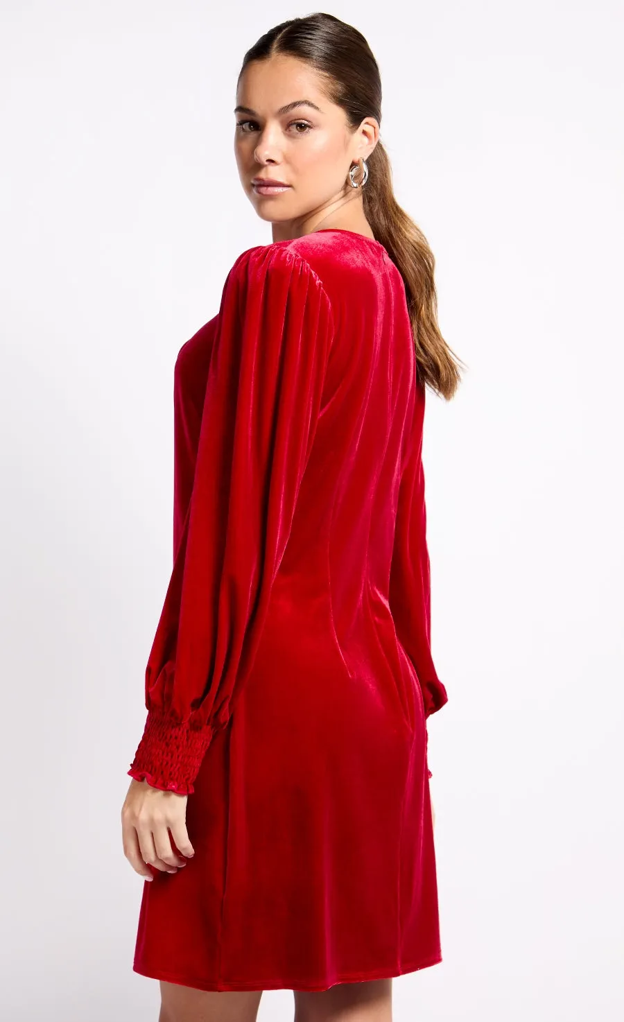 Red Velvet Crossover Detail Mini Dress by Vogue Williams