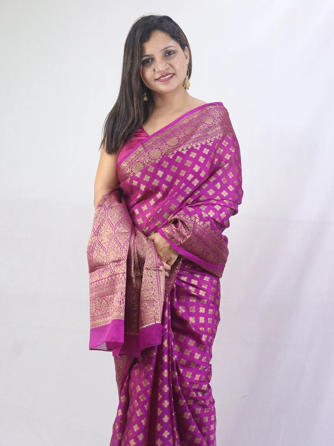 Regal Charm: Purple Banarasi Silk Saree for Elegant Occasions