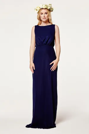 Regent Cowl Back Chiffon Dress - Midnight Blue