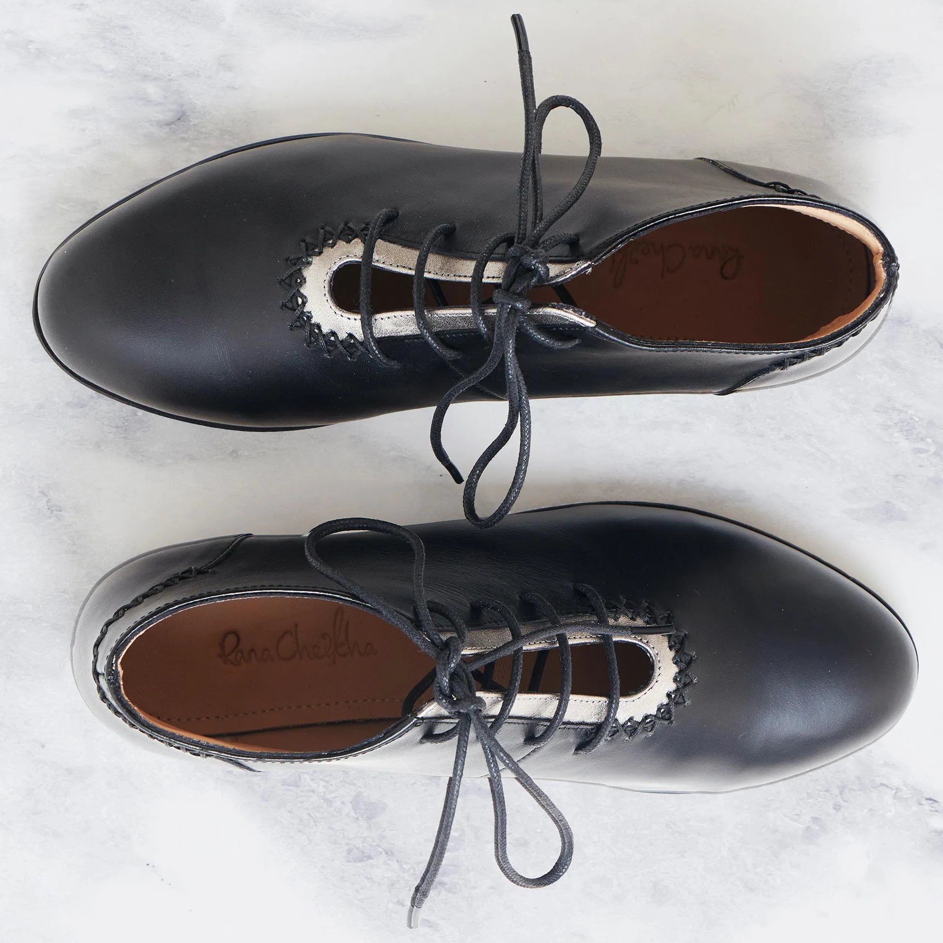Rehan Ankle Boot | Black & Silver Calfskin Leather