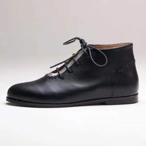 Rehan Ankle Boot | Black & Silver Calfskin Leather