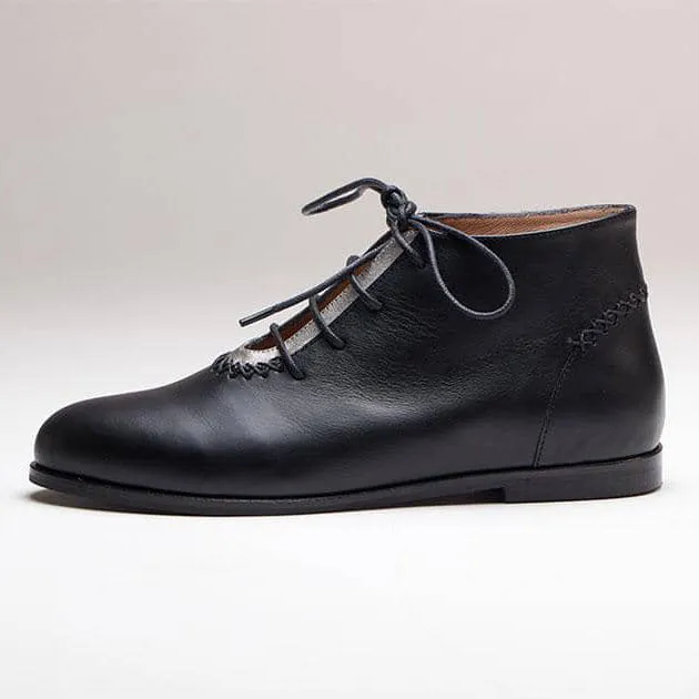 Rehan Ankle Boot | Black & Silver Calfskin Leather