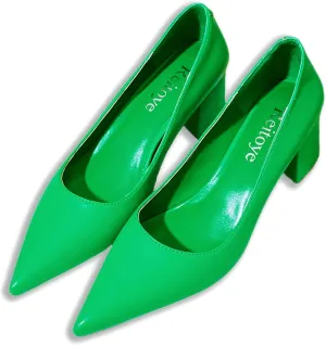 Reitoye Women's Chunky Heel Pumps Closed Toe Dress Pump Heels