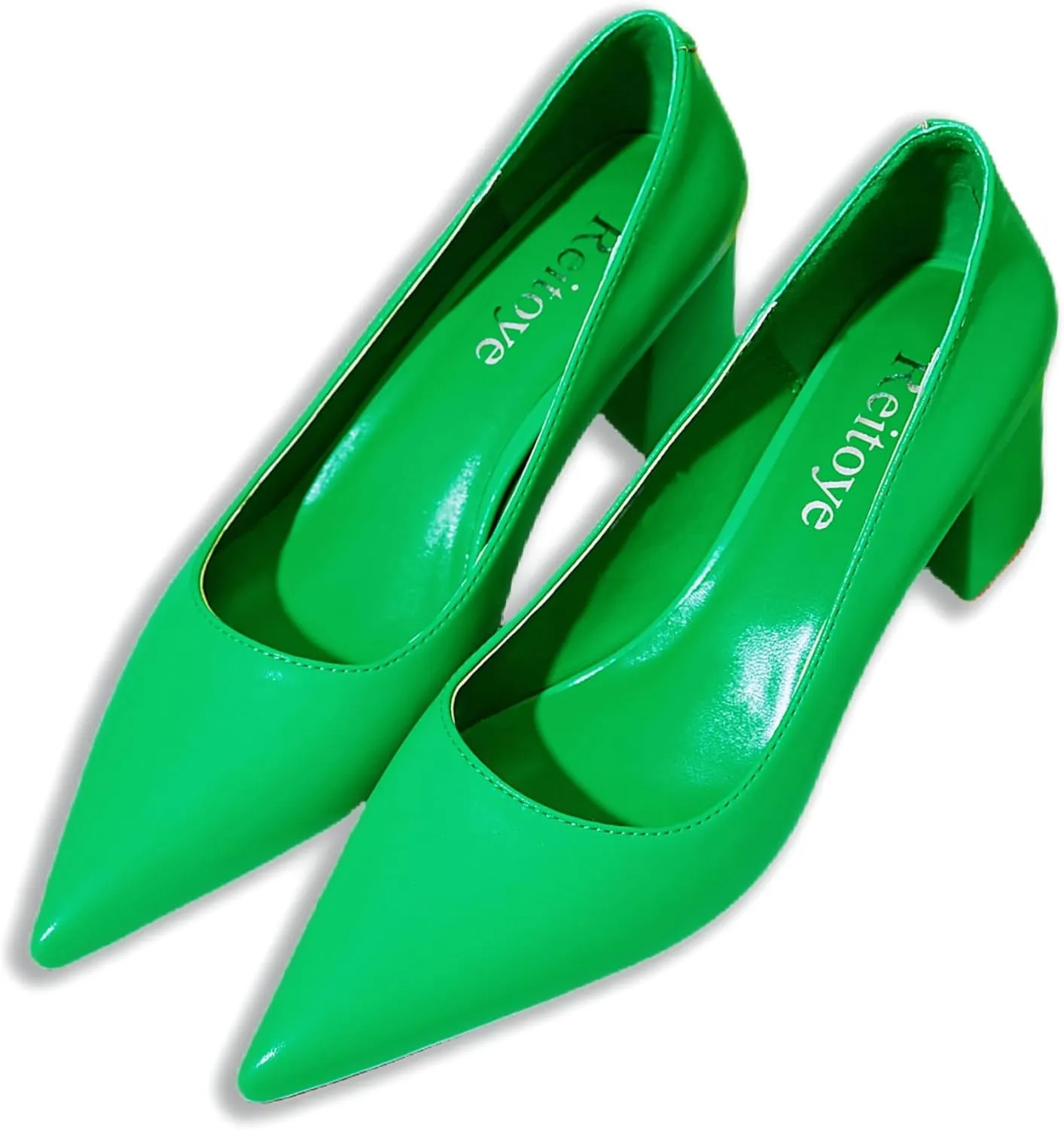 Reitoye Women's Chunky Heel Pumps Closed Toe Dress Pump Heels