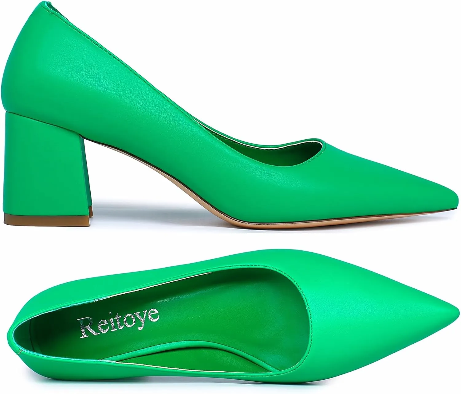 Reitoye Women's Chunky Heel Pumps Closed Toe Dress Pump Heels