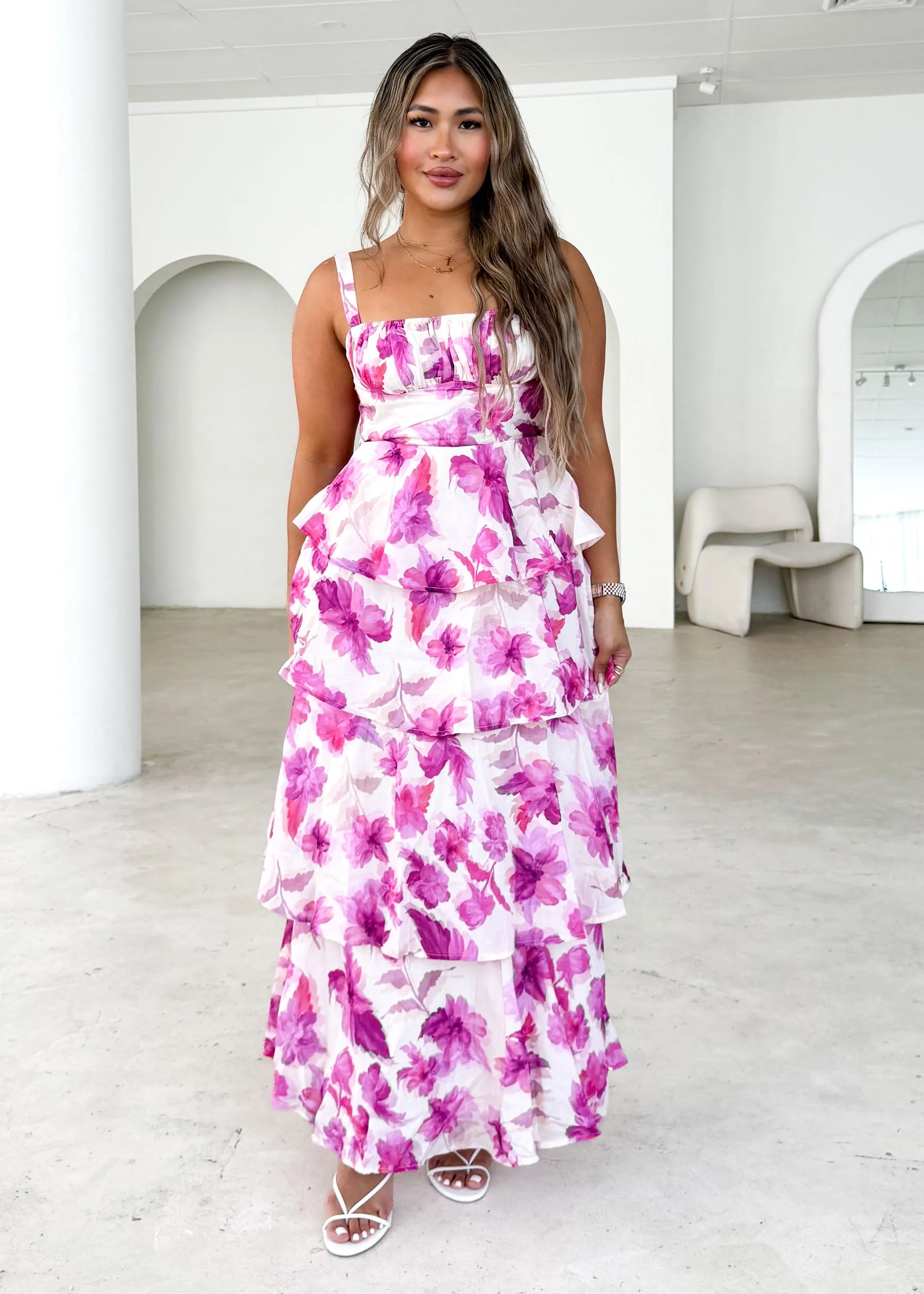 Renee Maxi Dress - Pink Flowers