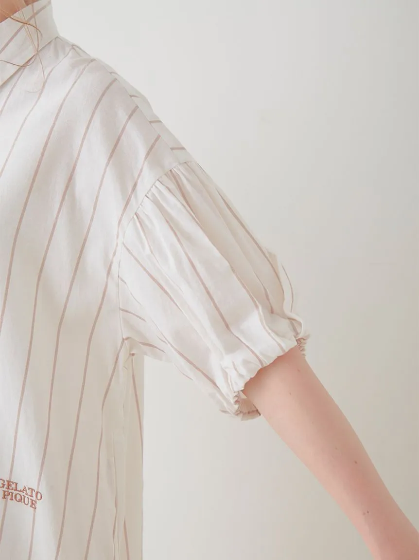 Resort Woven Striped Shirt Midi Dress