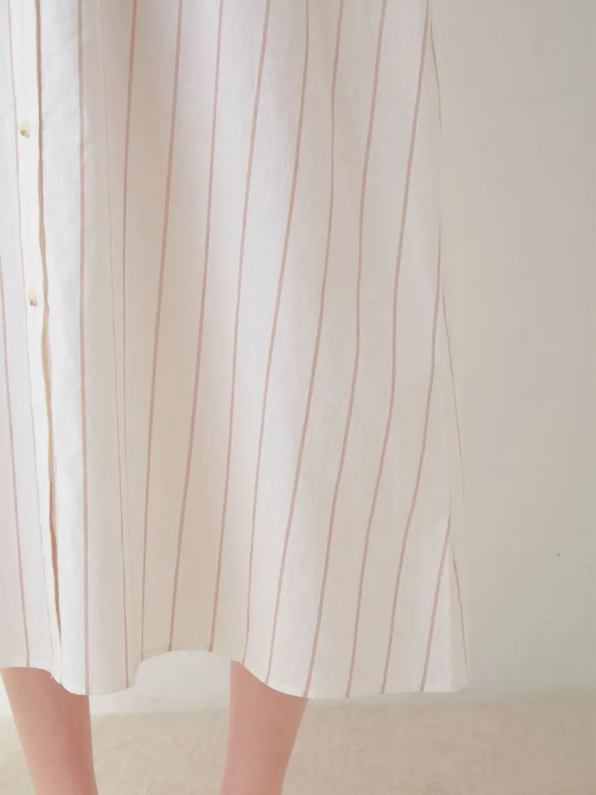Resort Woven Striped Shirt Midi Dress