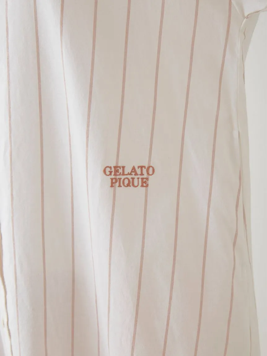 Resort Woven Striped Shirt Midi Dress