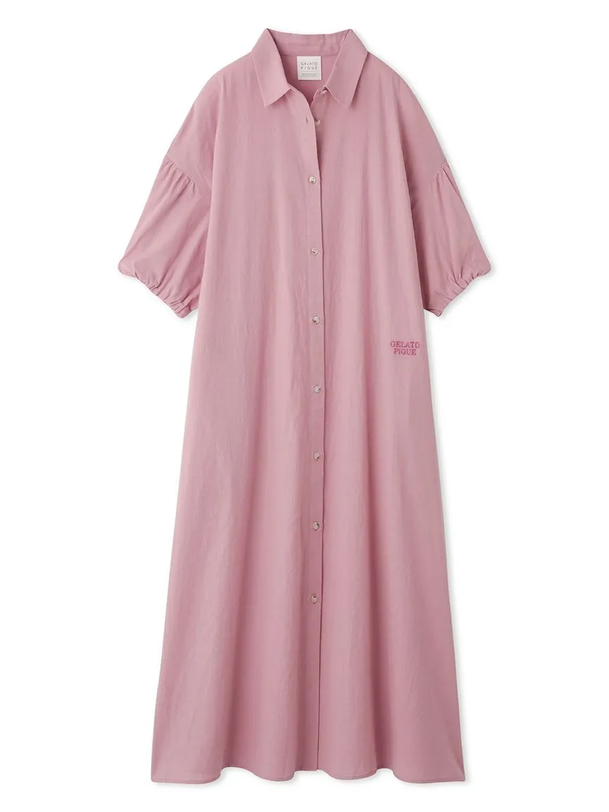 Resort Woven Striped Shirt Midi Dress