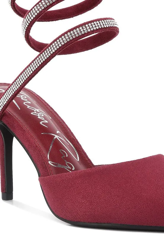 Rhinestone Embellished Strap Up Sandals