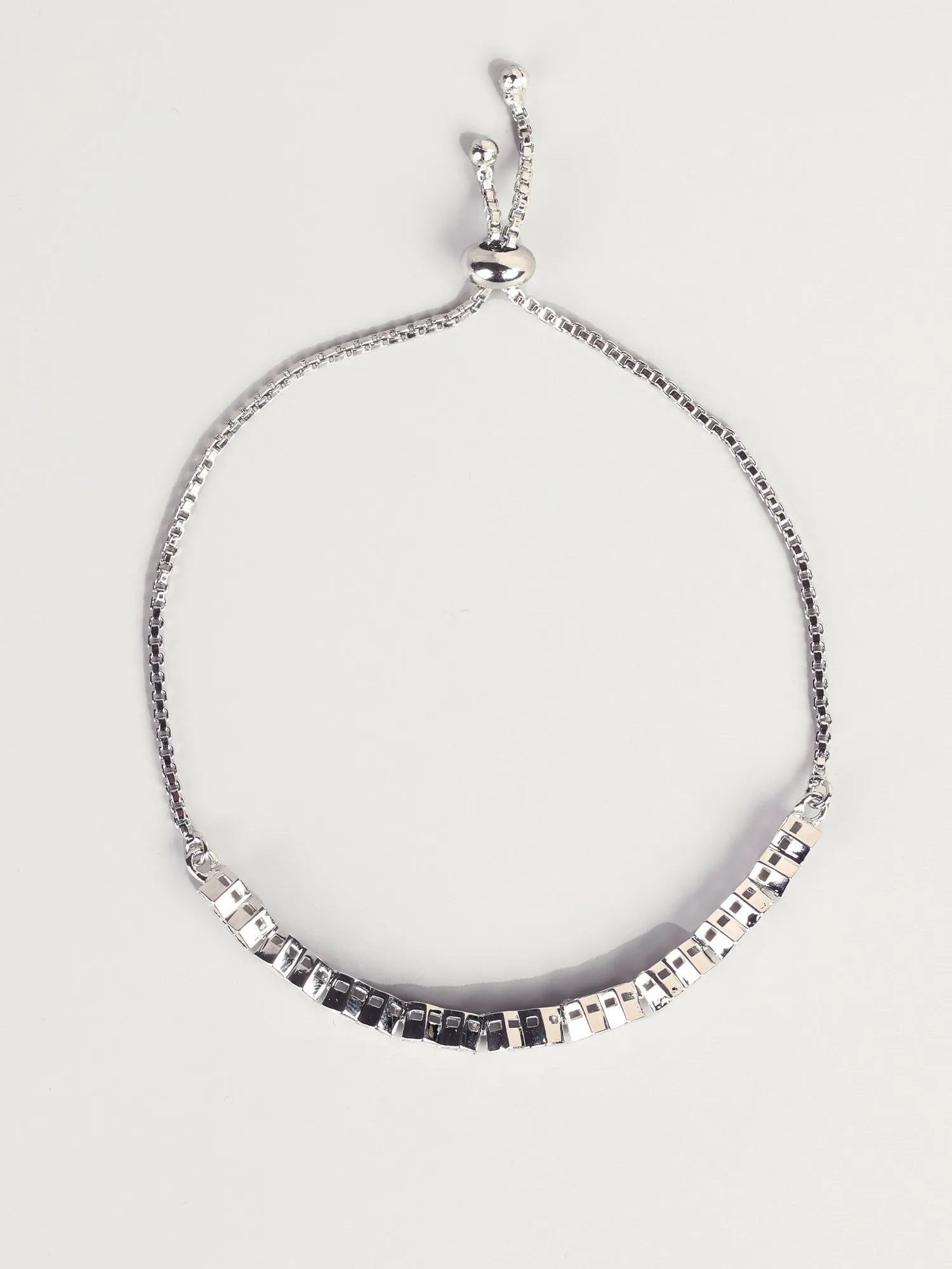 Rhodium Plated White American Diamond Tennis Bracelet