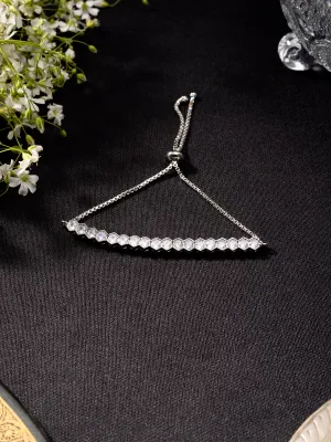 Rhodium Plated White American Diamond Tennis Bracelet