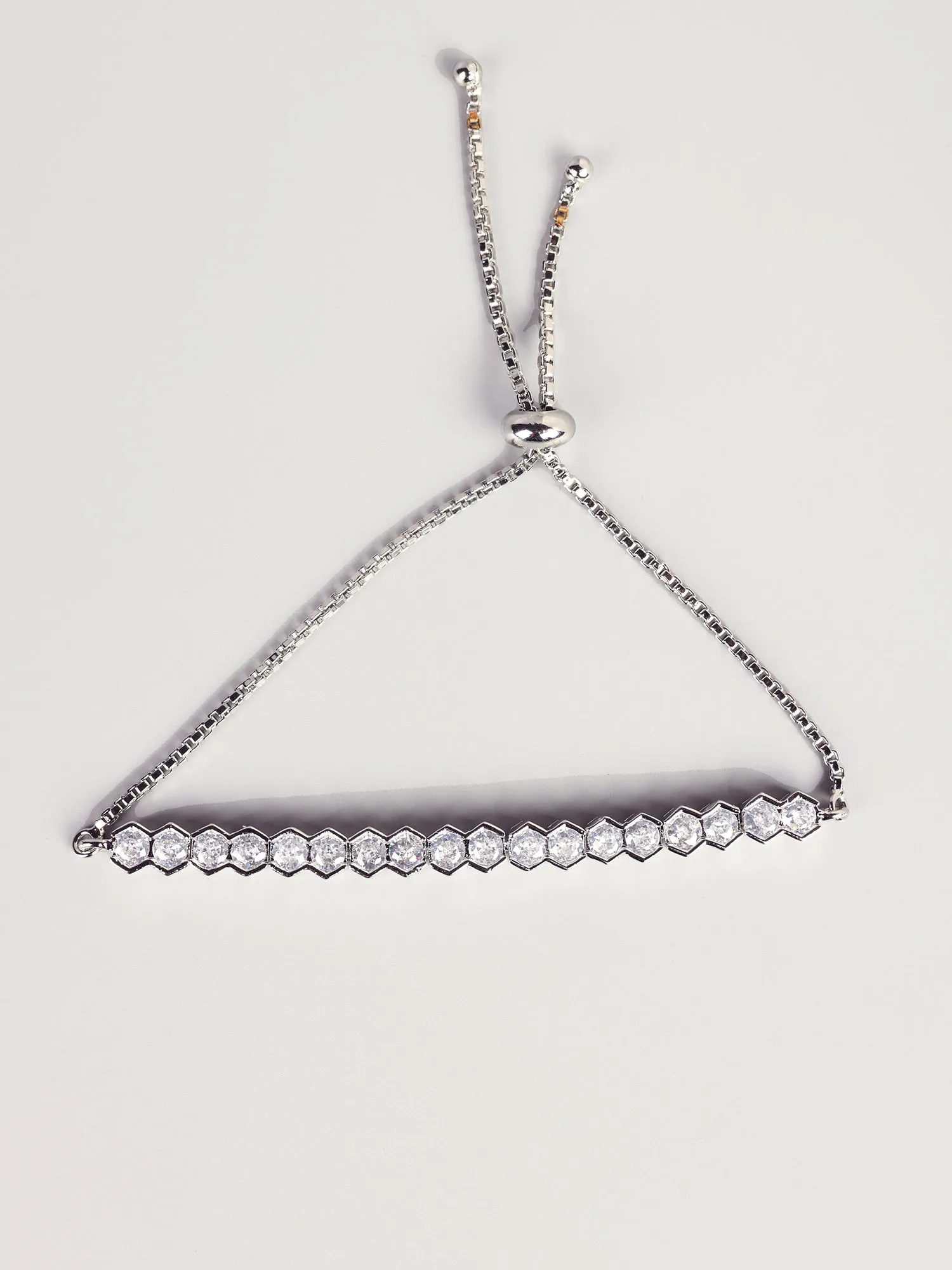 Rhodium Plated White American Diamond Tennis Bracelet