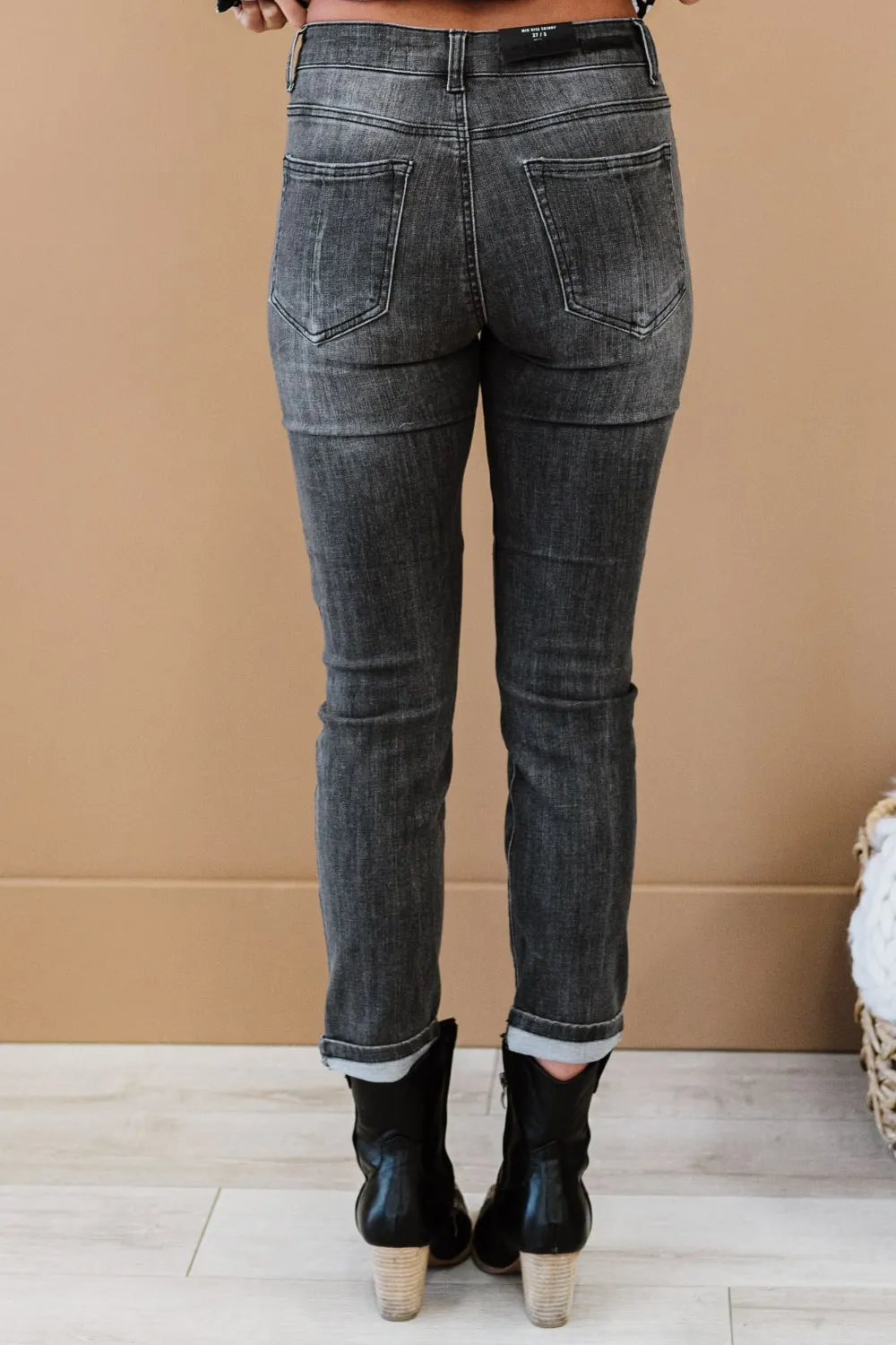 RISEN Guess What? Mid-Rise Distressed Jeans with Pockets