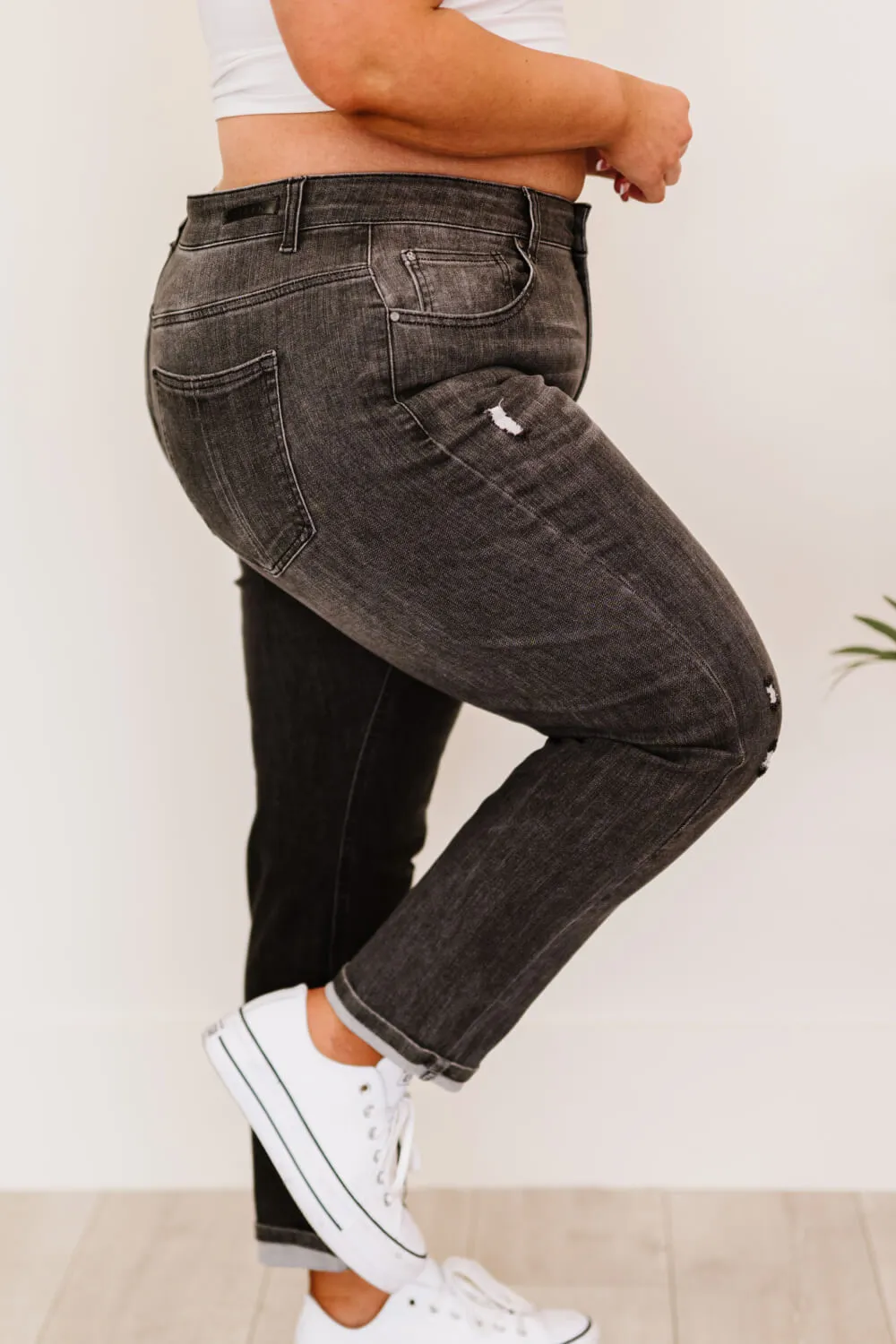 RISEN Guess What? Mid-Rise Distressed Jeans with Pockets