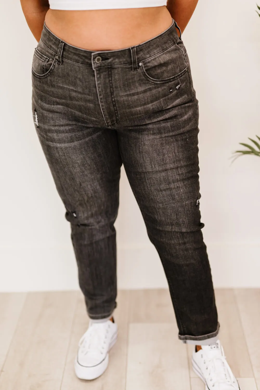 RISEN Guess What? Mid-Rise Distressed Jeans with Pockets