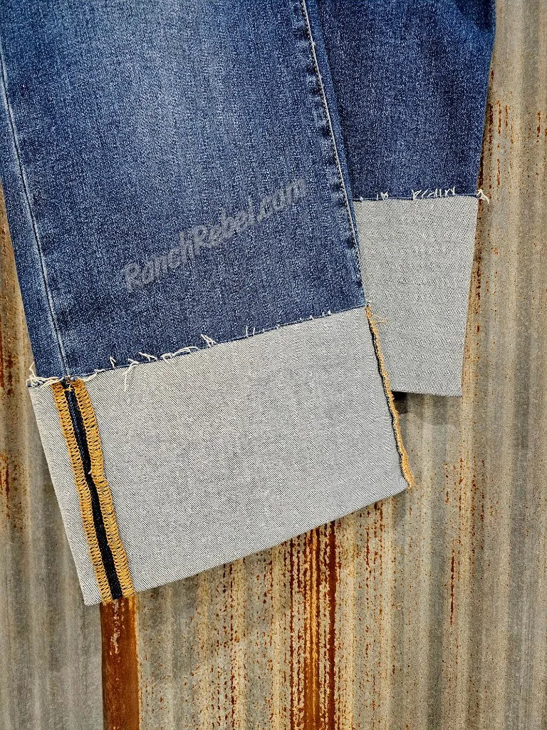 Risen High Rise Wide Cuff Ankle Jeans in Dark Wash #5910