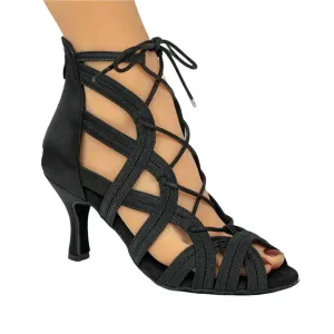 Rita - Lace-Up Salsa Bachata Latin Dance Shoes (Suede Sole)
