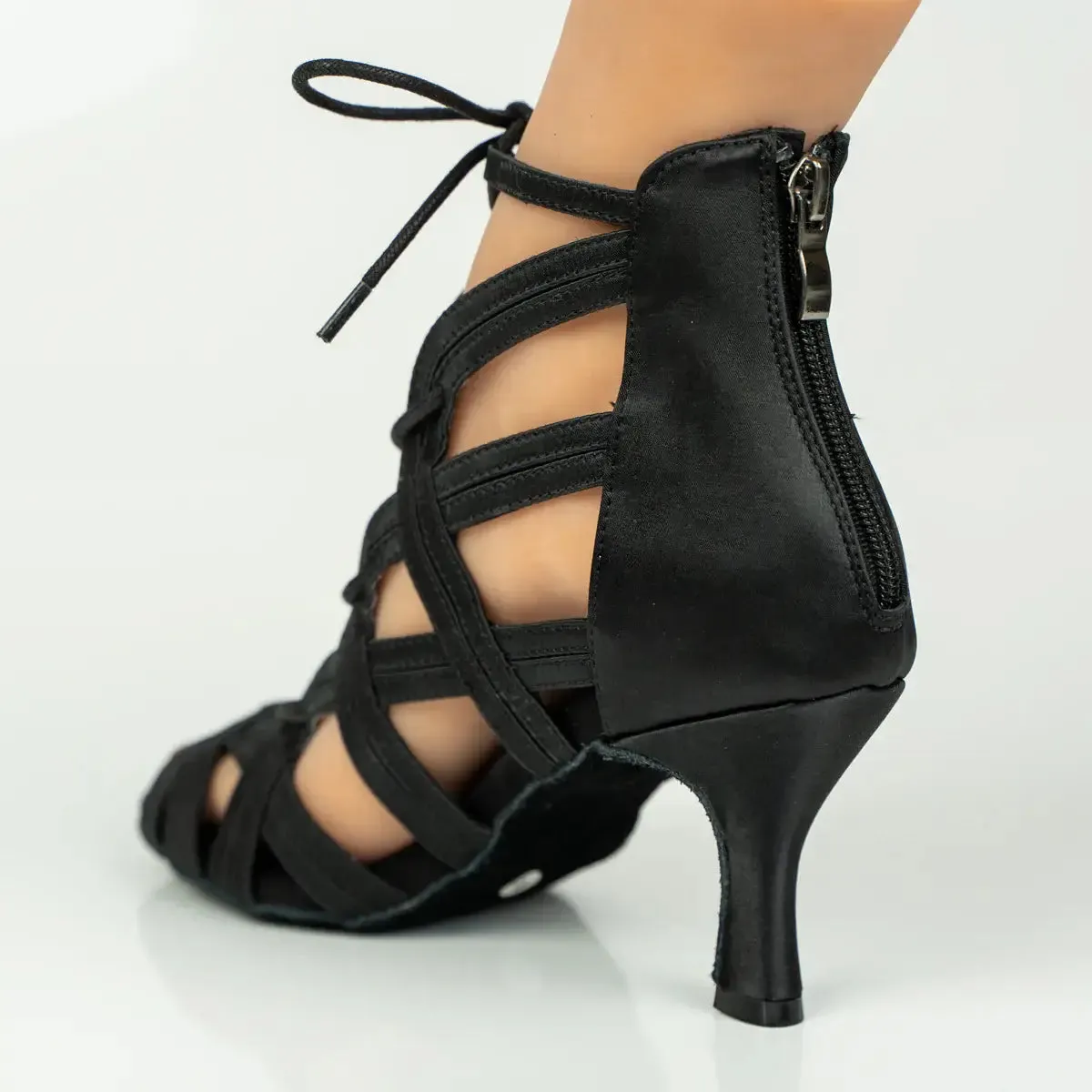 Rita - Lace-Up Salsa Bachata Latin Dance Shoes (Suede Sole)