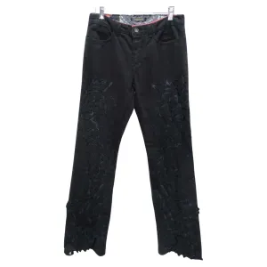 Roberto Cavalli 90s Black Denim Lace Jeans