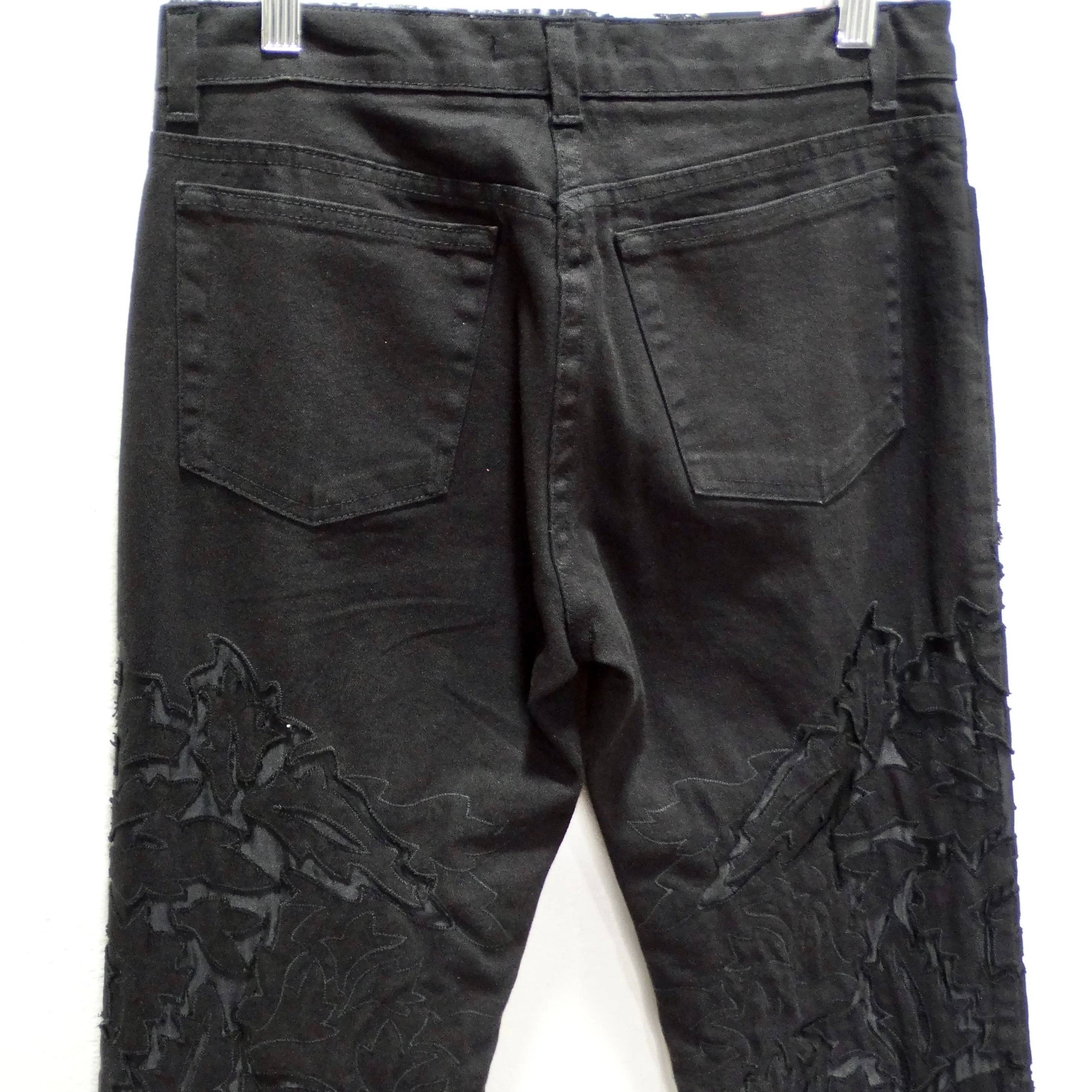 Roberto Cavalli 90s Black Denim Lace Jeans